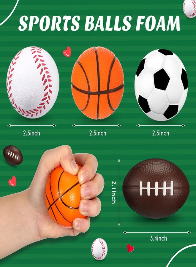 Resurhang 24 Sets Valentine Sports Party Favors 2.36'' Mini 4 Styles Squeeze Stress Balls Decorative Treat Bags Valentine's Day Cookie Bag Topper for DIY Birthday Anxiety Relief Relaxation - Image 3